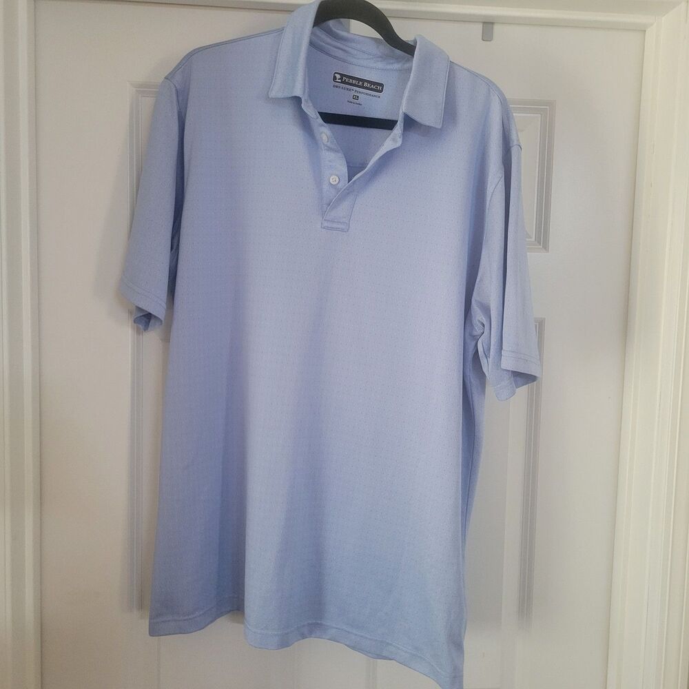 Pebble Beach Men's Dry-Luxe Performance Polo Shirt BLUE XL Golf 3 Button